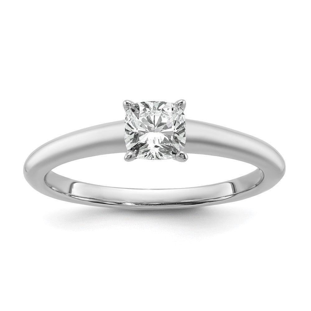 14K White Gold 3/4 carat Certified Lab Grown Diamond VS+ F+ Cushion Complete Solitaire Engagement Ring