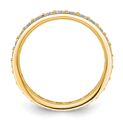 14K Yellow Gold Polished Size 6 Vintage 1 carat Diamond Complete Eternity Wedding Band Ring