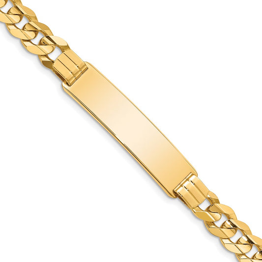 14K Yellow Gold Polished Solid Chain/Solid Plate Curb Link 37x8.5mm Plate 8 Inch ID Bracelet