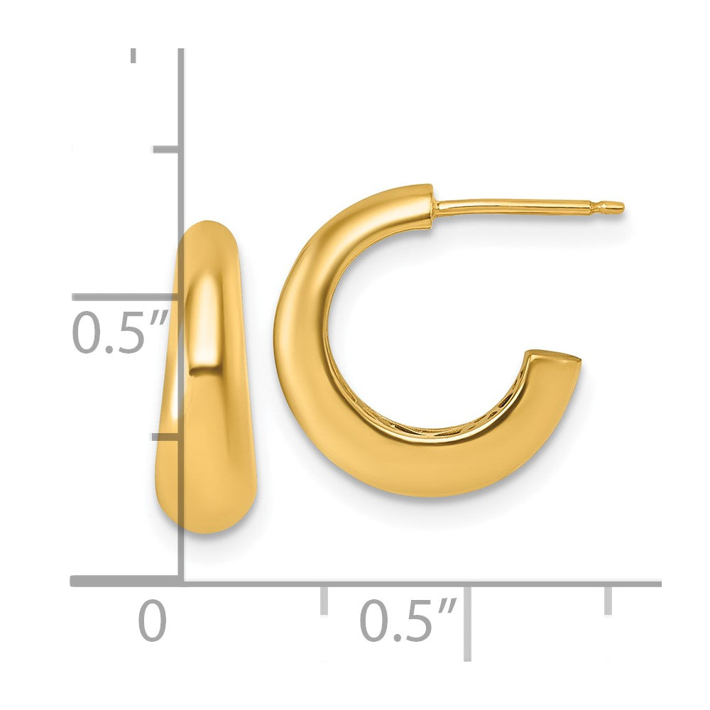 14K Yellow Gold Polished Hollow C-Hoop Post Earrings