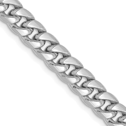 14K White Gold 6mm Semi-Solid Miami Cuban 24 Inch Chain