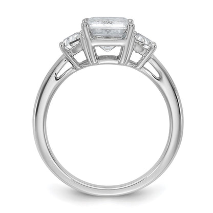 14K White Gold 3 1/8 carat Certified Lab Grown Diamond VS/SI+ G+ Complete Emerald and Half Moon Three Stone Engagement Ring