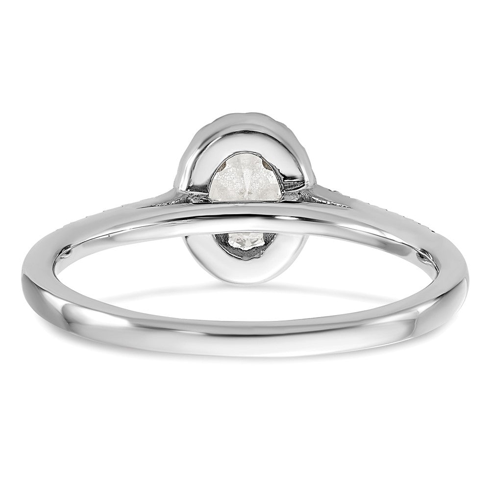14K White Gold Halo Plus (Holds 1/2 carat (6.5x4.5mm) Oval Center) 1/3 carat Diamond Semi-Mount Engagement Ring