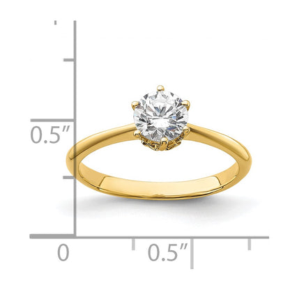 14K Yellow Gold (Holds 3/4 carat (5.80 mm) Round) 4-Prong with .02 carat Diamond Leaf Design Semi-Mount Engagement Ring
