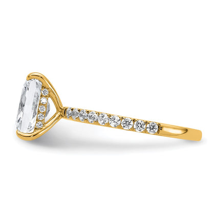 14K Yellow Gold 2 3/8 carat Certified Lab Grown Diamond VS+ F+ Radiant Complete Solitaire with Flair Engagement Ring