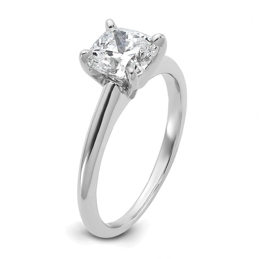14K White Gold 1 1/2 carat Certified Lab Grown Diamond VS+ F+ Cushion Complete Solitaire Engagement Ring