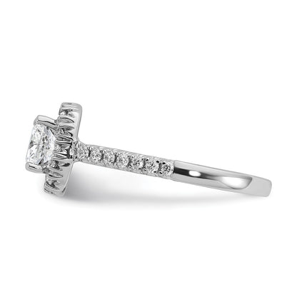 True Origin 14K White Gold 3/8 carat Lab Grown Diamond VS+ F+ Semi-Mount Cushion Halo Engagement Ring