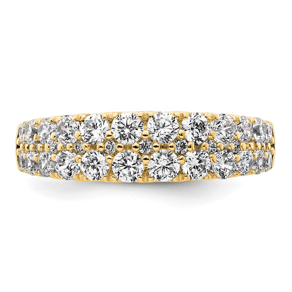 True Origin 14K Yellow Gold 1 1/4 carat Lab Grown Diamond VS+ F+ Double Row Complete Wedding Band Ring
