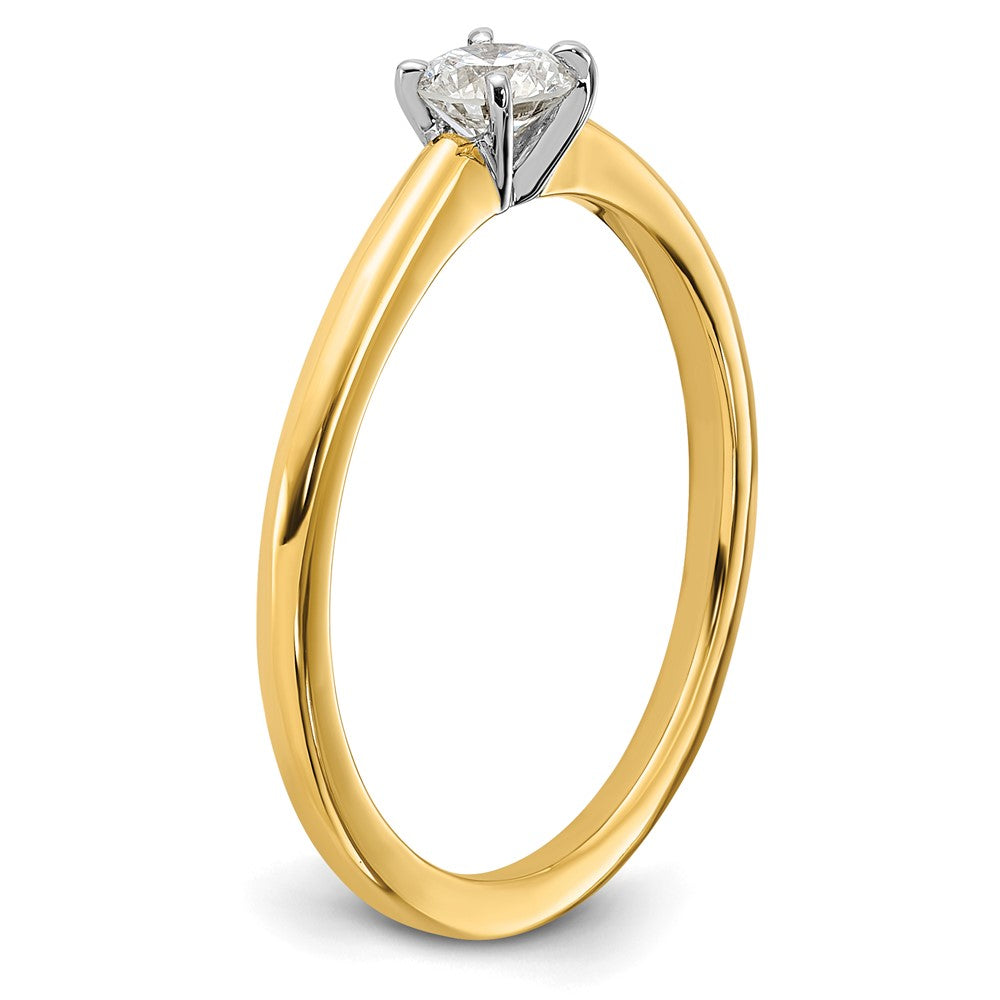 14K Two-Tone Gold 1/4 carat Certified Lab Grown Diamond VS+ F+ Round Complete Solitaire Engagement Ring