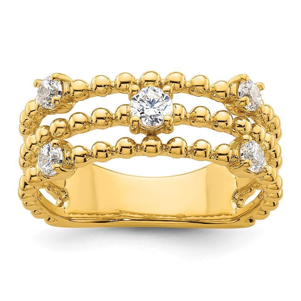 True Origin 14K Yellow Gold 3/8 carat Lab Grown Diamond VS+ F+ Complete Triple Wedding Band Ring