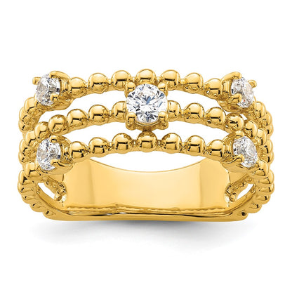 True Origin 14K Yellow Gold 3/8 carat Lab Grown Diamond VS+ F+ Complete Triple Wedding Band Ring