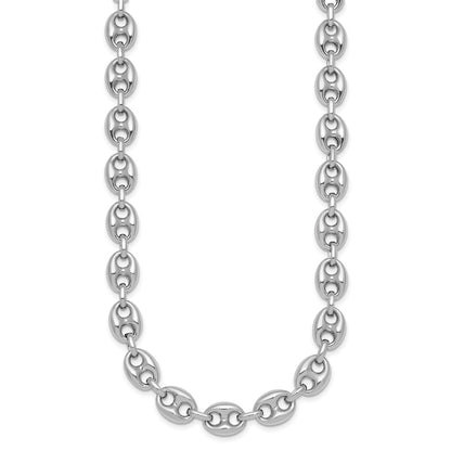 Sterling Silver Rhodium-plated Puffed Anchor/Mariner Link 18 Inch Necklace