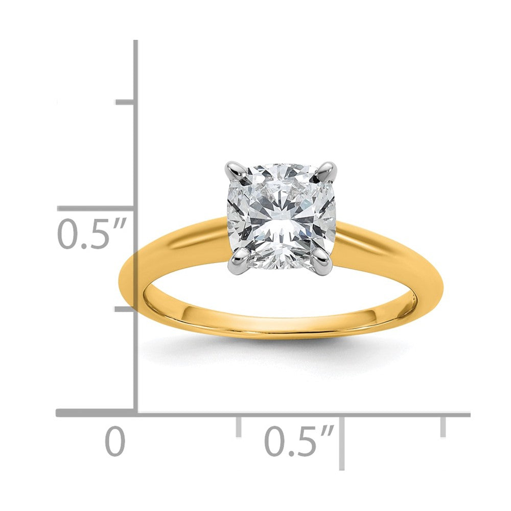 14K Two-Tone Gold Two-tone 1 1/2 carat Lab Grown Diamond VS+ F+ Cushion Complete Solitaire Engagement Ring