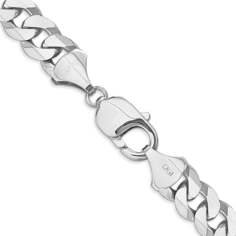 14K White Gold 9.5mm Flat Beveled Curb 26 Inch Chain