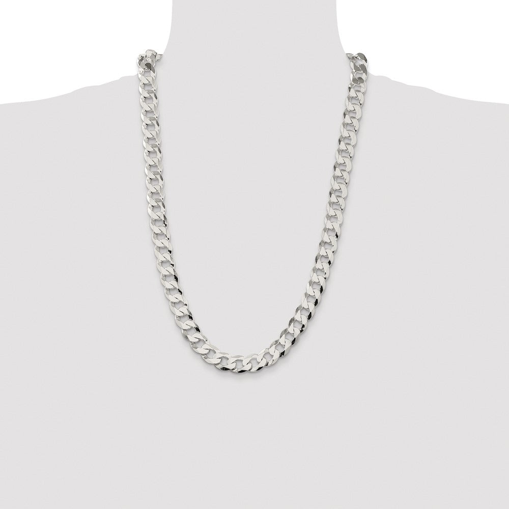 Sterling Silver Rhodium-plated 11.75mm Flat Curb 26 Inch Chain
