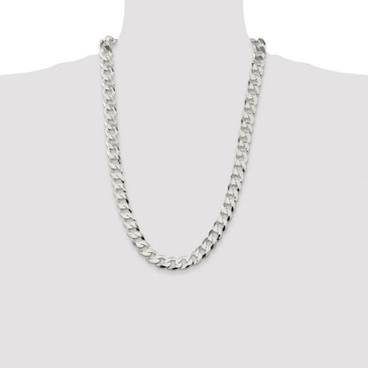 Sterling Silver Rhodium-plated 11.75mm Flat Curb 26 Inch Chain