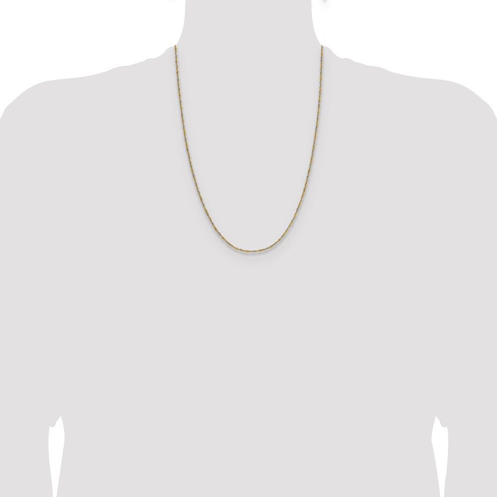 14K Yellow Gold with Rhodium 1.4mm Singapore 24 Inch Chain