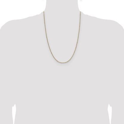 14K Yellow Gold with Rhodium 1.4mm Singapore 24 Inch Chain