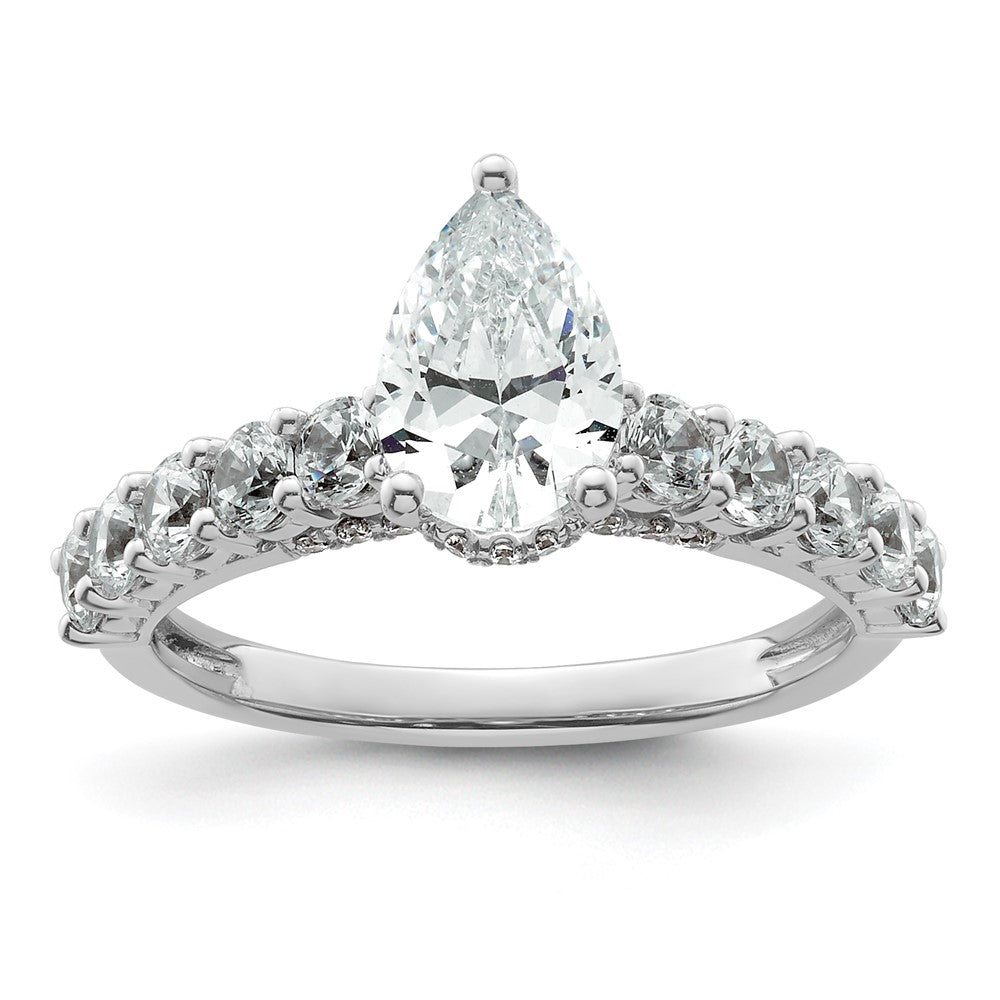 14K White Gold 1 carat Lab Grown Diamond VS/SI+ G+ 1 carat Pear Center Semi Mount Engagement Ring