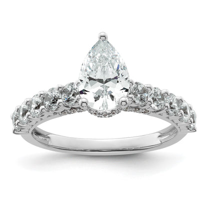 14K White Gold 1 carat Lab Grown Diamond VS/SI+ G+ 1 carat Pear Center Semi Mount Engagement Ring