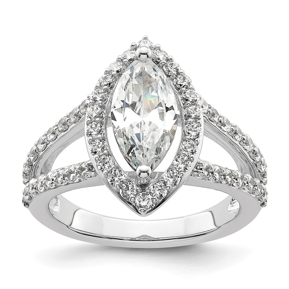 14K White Gold Halo Plus (Holds 2 carat (12x6mm) Marquise Center) 1 carat Diamond Semi-Mount Engagement Ring