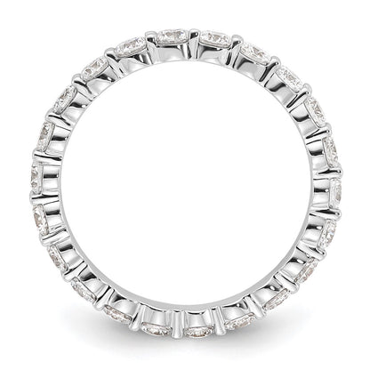 14K White Gold 1 1/2 carat Lab Grown Diamond VS+ F+ Round Complete Channel Set Size 6 Eternity Wedding Band Ring