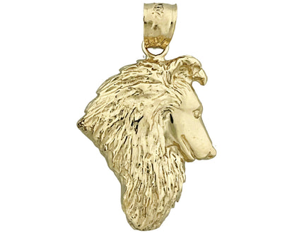 14K Gold Collie Head Dog Pendant