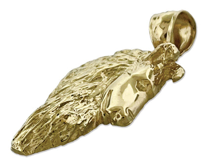 14K Gold Collie Head Dog Pendant