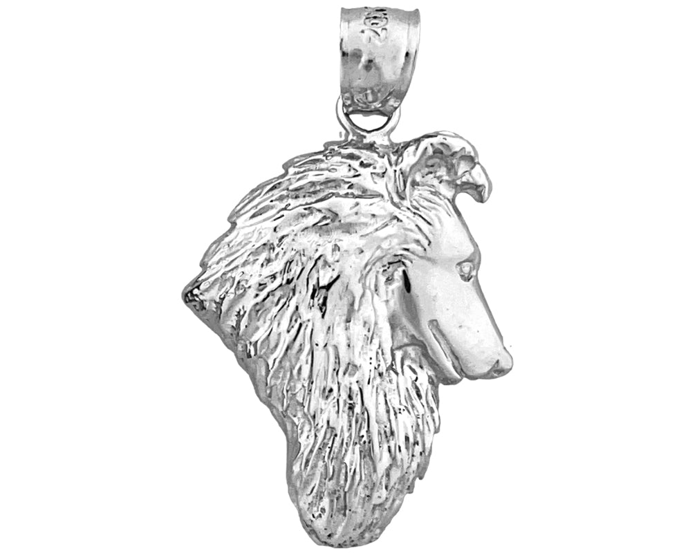 14K Gold Collie Head Dog Pendant