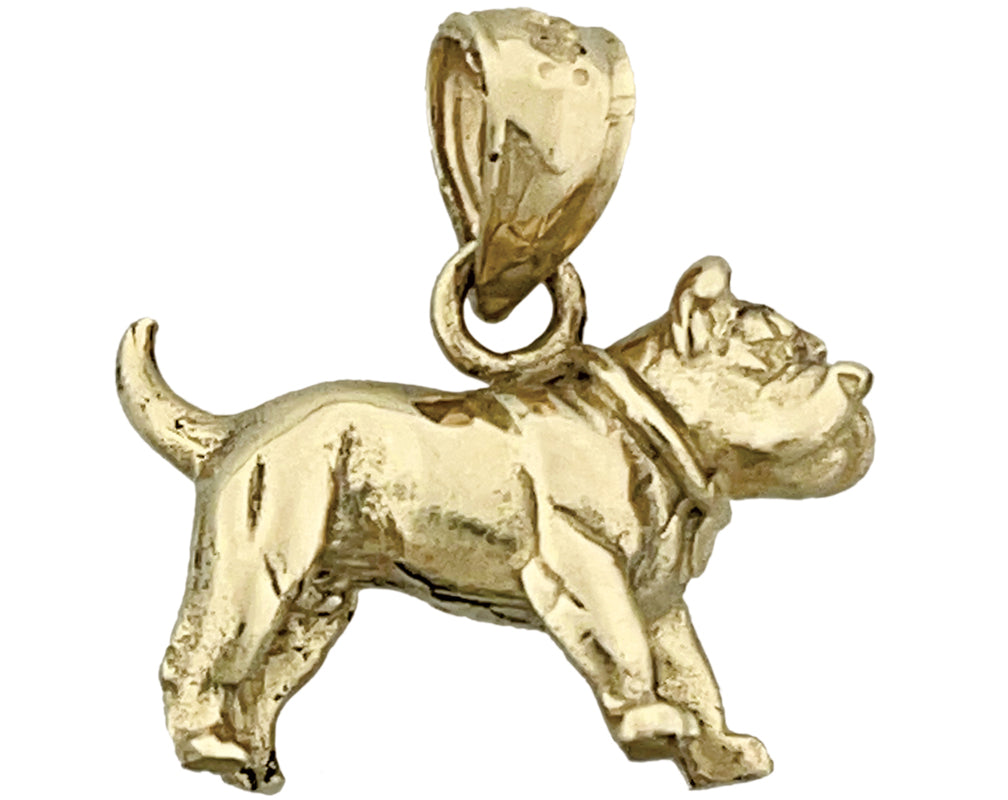 14K Gold 3D Bulldog Charm