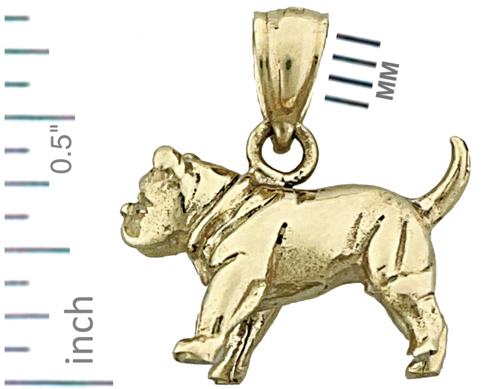 14K Gold 3D Bulldog Charm