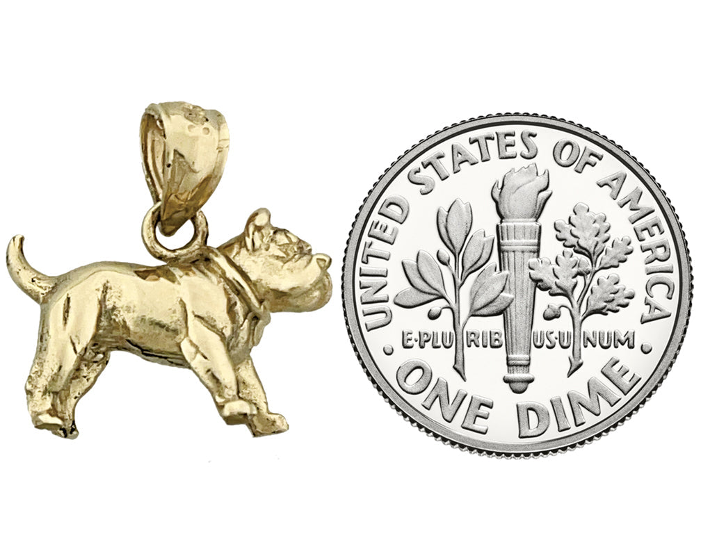 14K Gold 3D Bulldog Charm