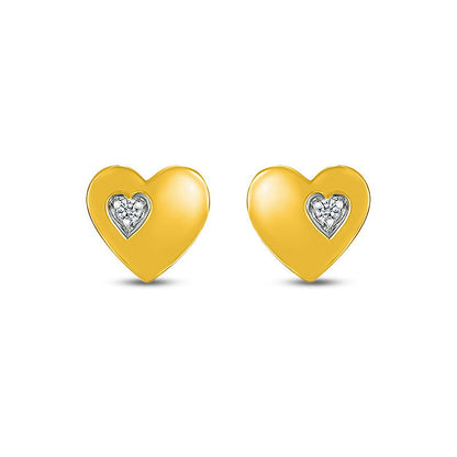White Lab-Created Sapphire Accent Heart Stud Earrings in 10K Gold