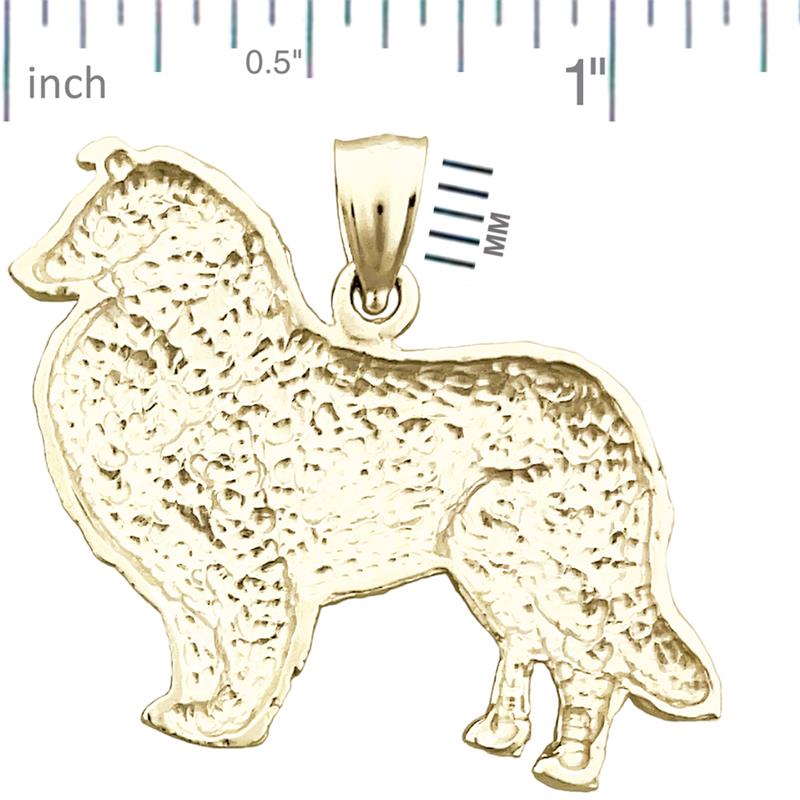 14K Gold 32MM Collie Pendant