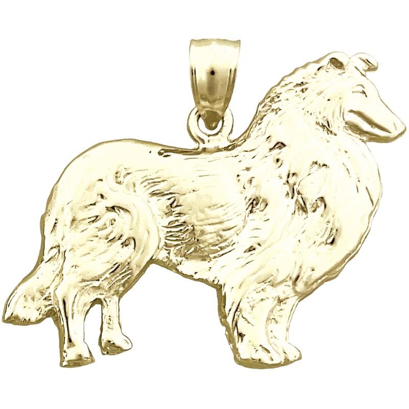 14K Gold 32MM Collie Pendant