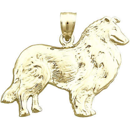 14K Gold 32MM Collie Pendant