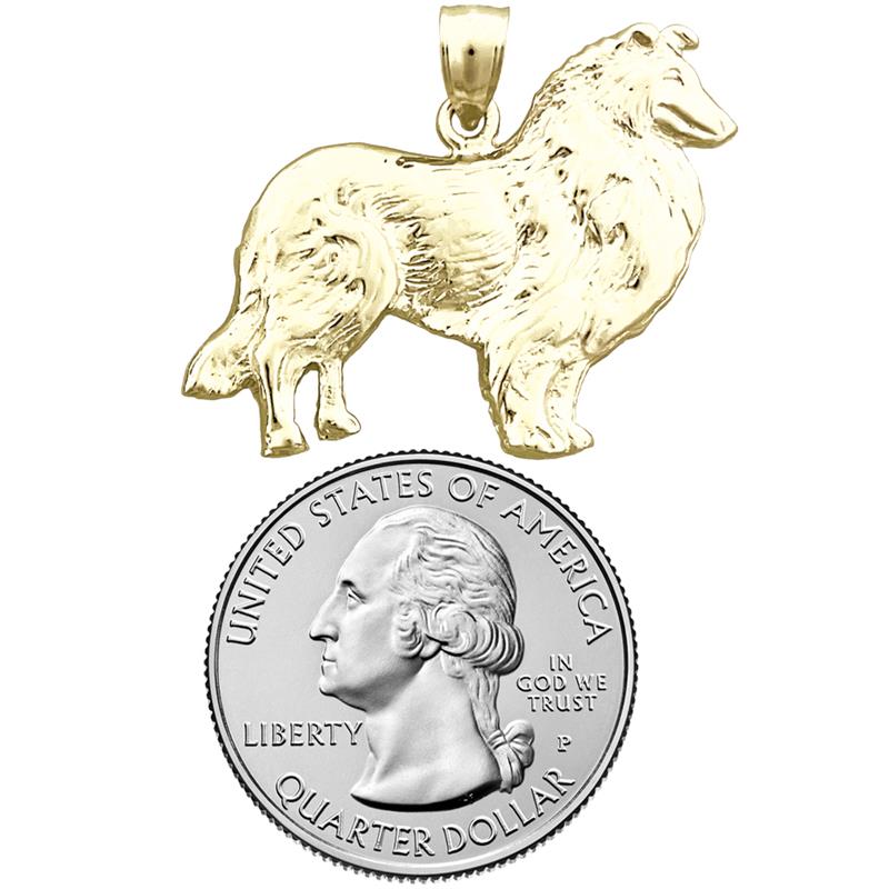 14K Gold 32MM Collie Pendant