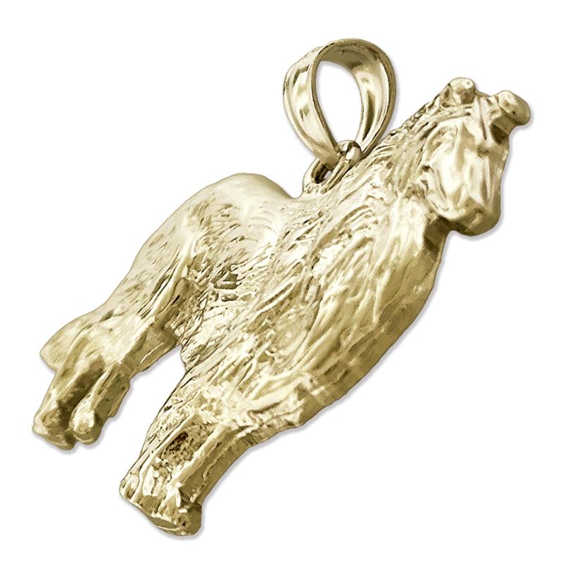 14K Gold 32MM Collie Pendant