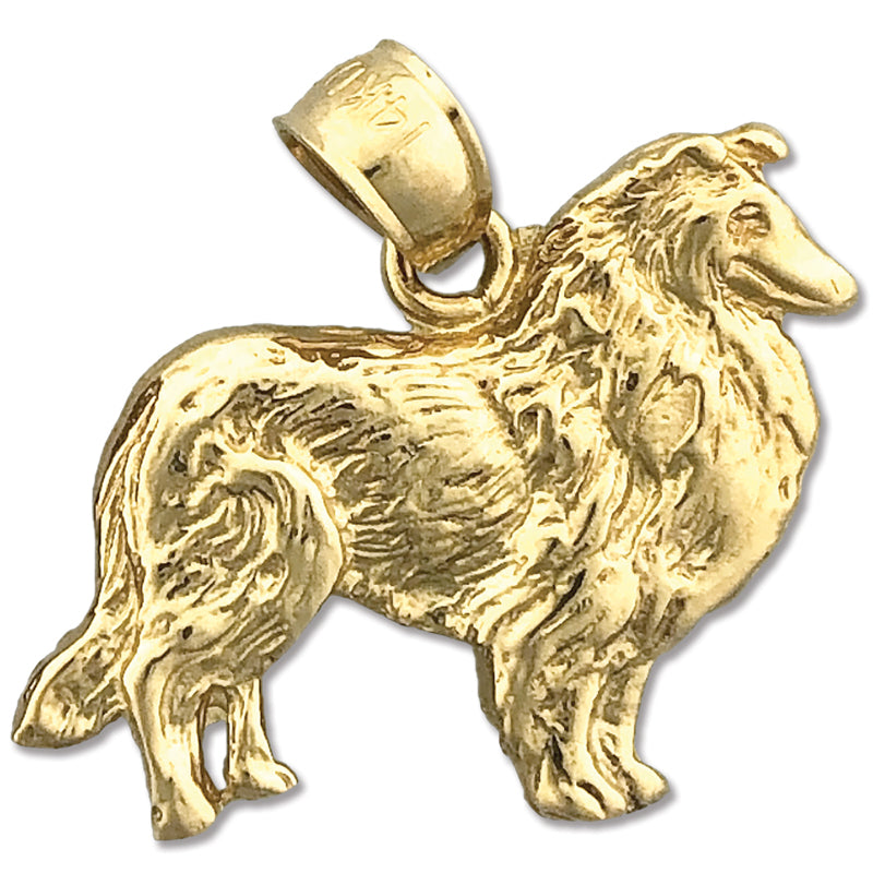 14K Gold Collie Pendant