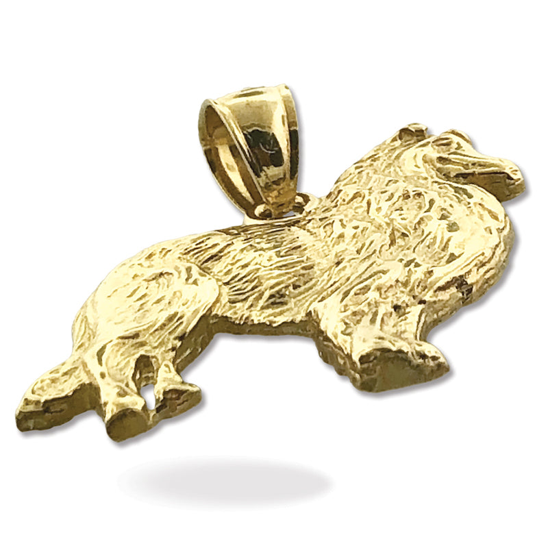14K Gold Collie Pendant