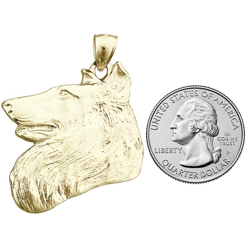 14K Gold Collie Head Pendant