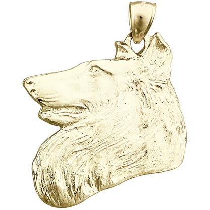 14K Gold Collie Head Pendant
