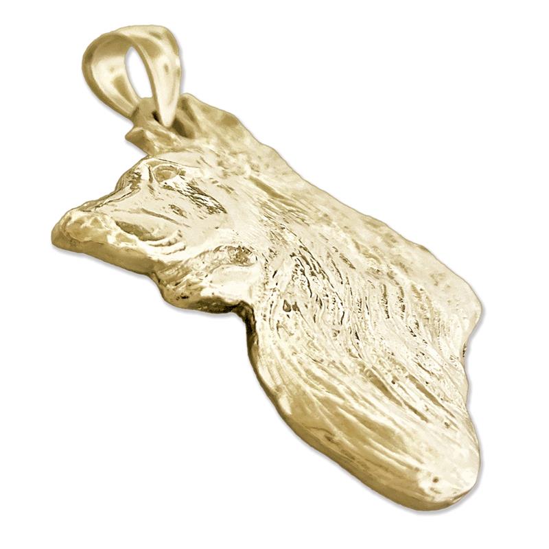 14K Gold Collie Head Pendant