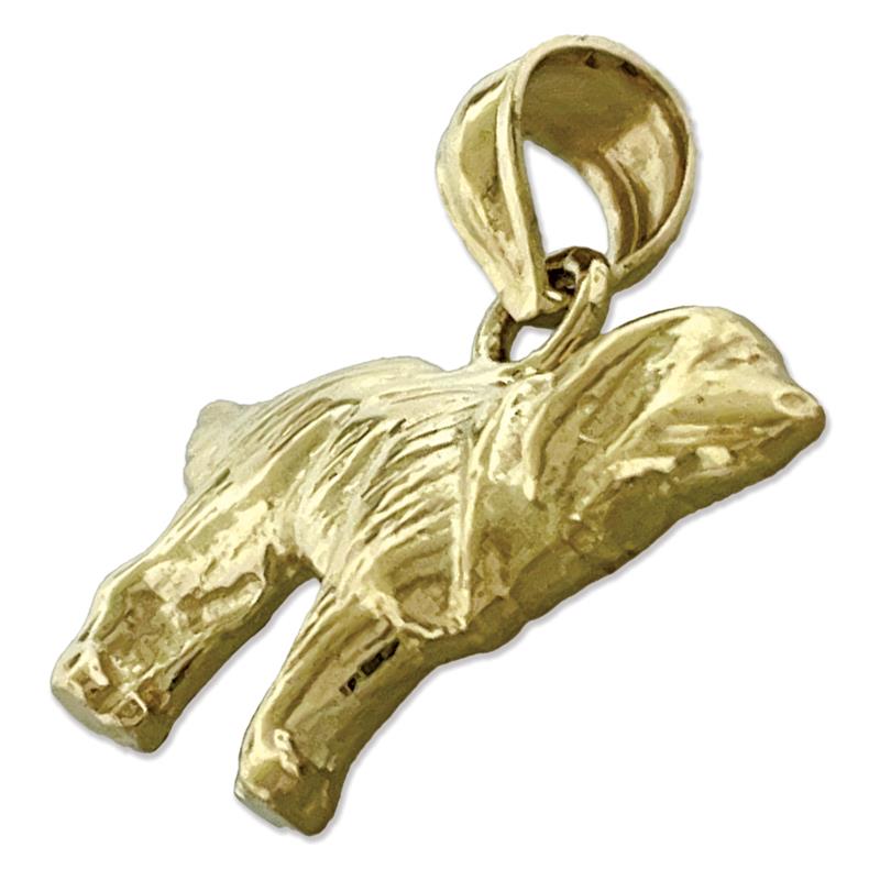 14K Gold Friendly Dog Pendant