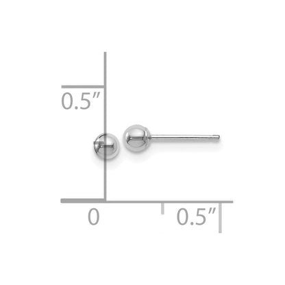 14K White Gold Polished 3mm Ball Post Earrings