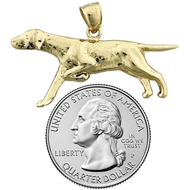 14K Gold 40MM English Pointer Pendant