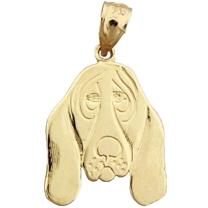 14K Gold Bloodhound Face Pendant