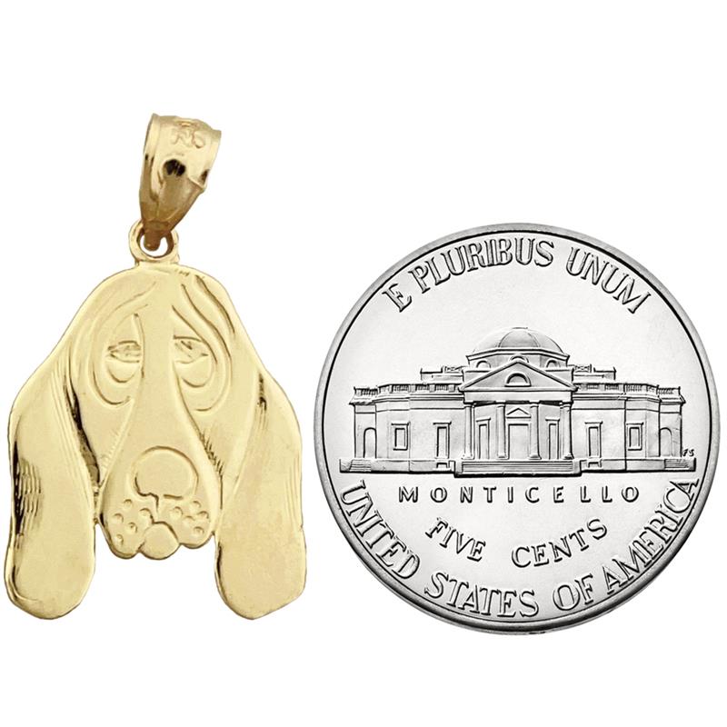 14K Gold Bloodhound Face Pendant