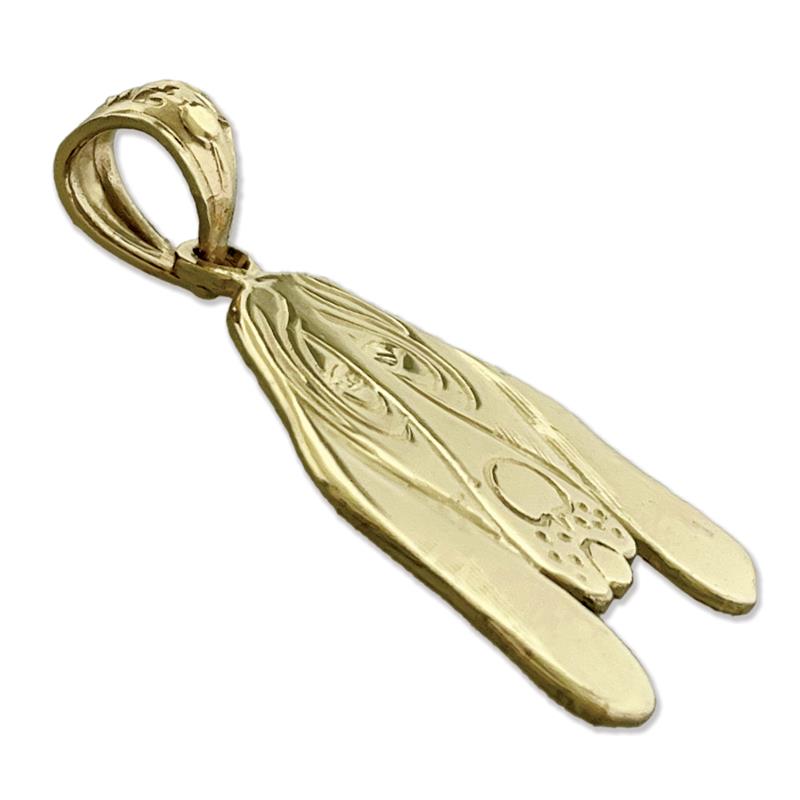 14K Gold Bloodhound Face Pendant