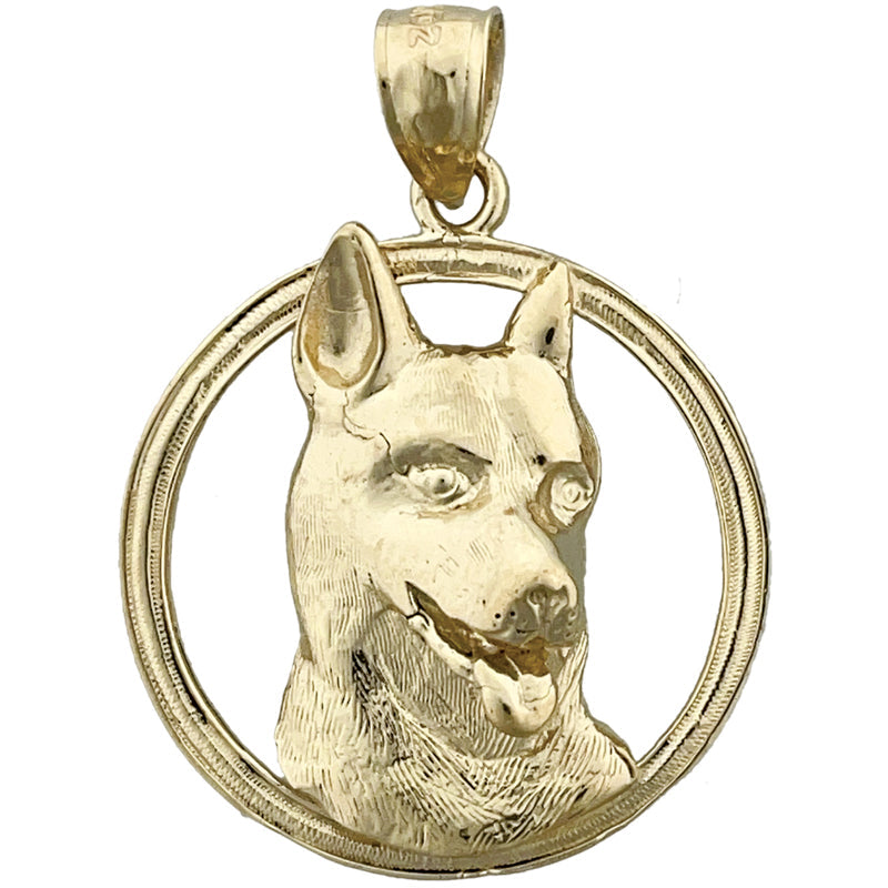 14K Gold Dog Face Pendant